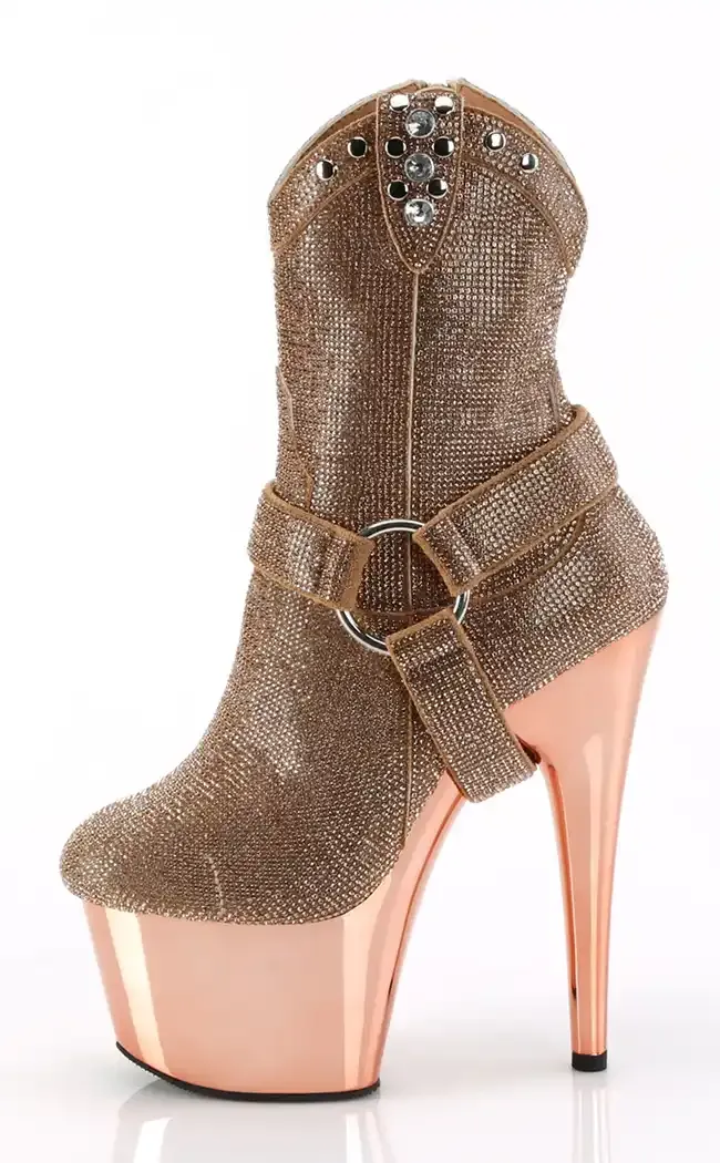 ADORE-1029CHRS Rose Gold Rhinestone Cowboy Boots