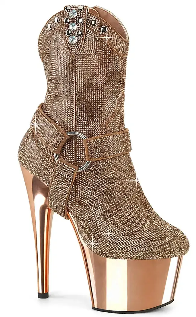 ADORE-1029CHRS Rose Gold Rhinestone Cowboy Boots