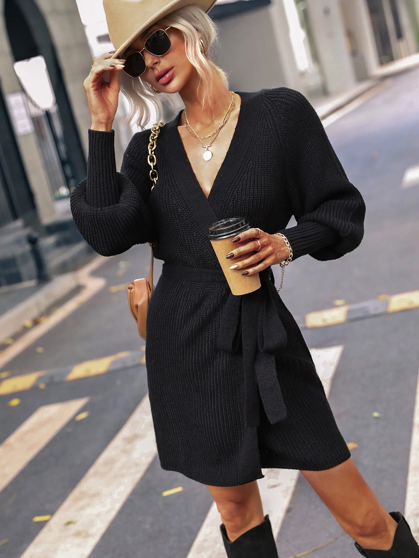 AERILYN KNIT CARDRESS - BLACK