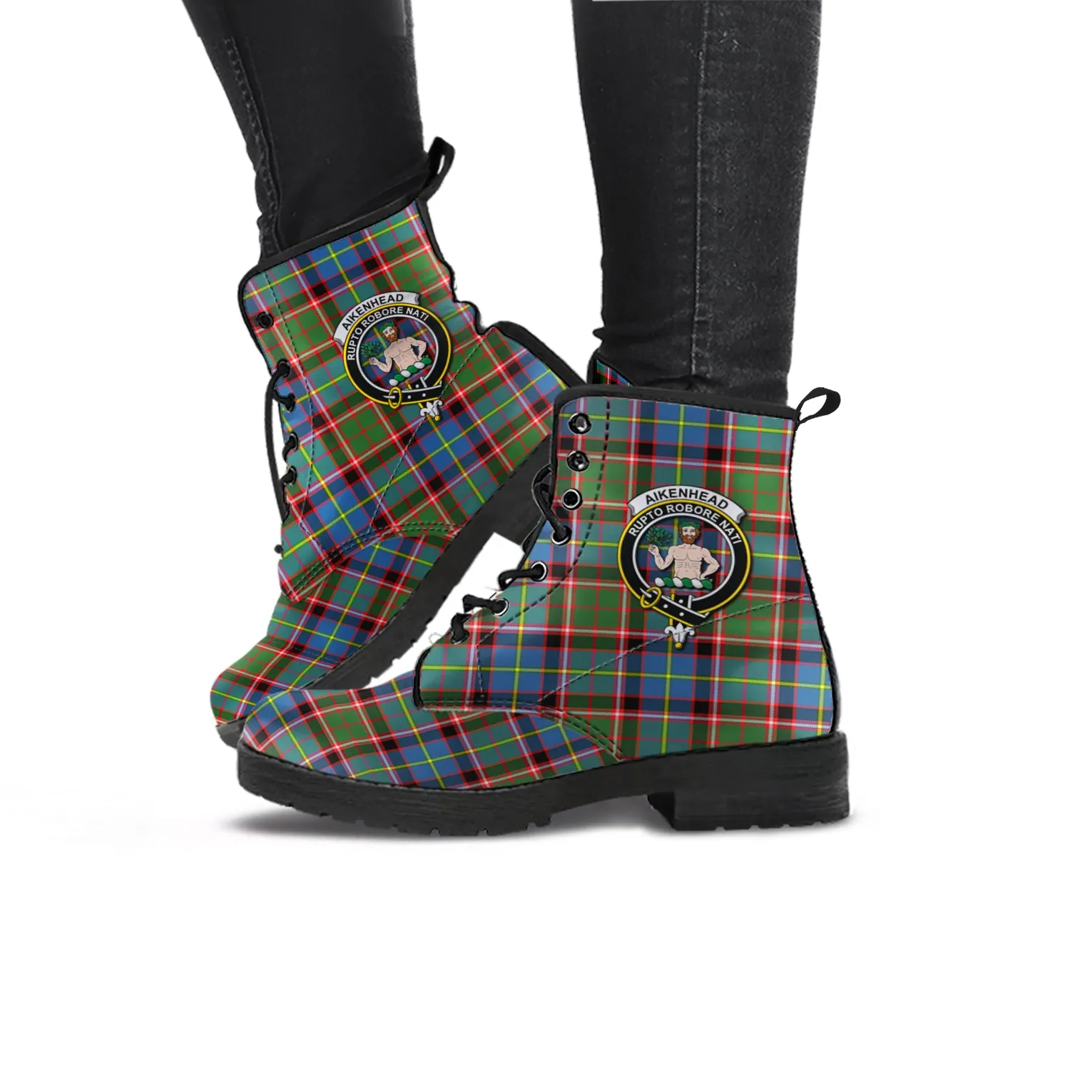 Aikenhead Tartan Leather Boots with Family Crest