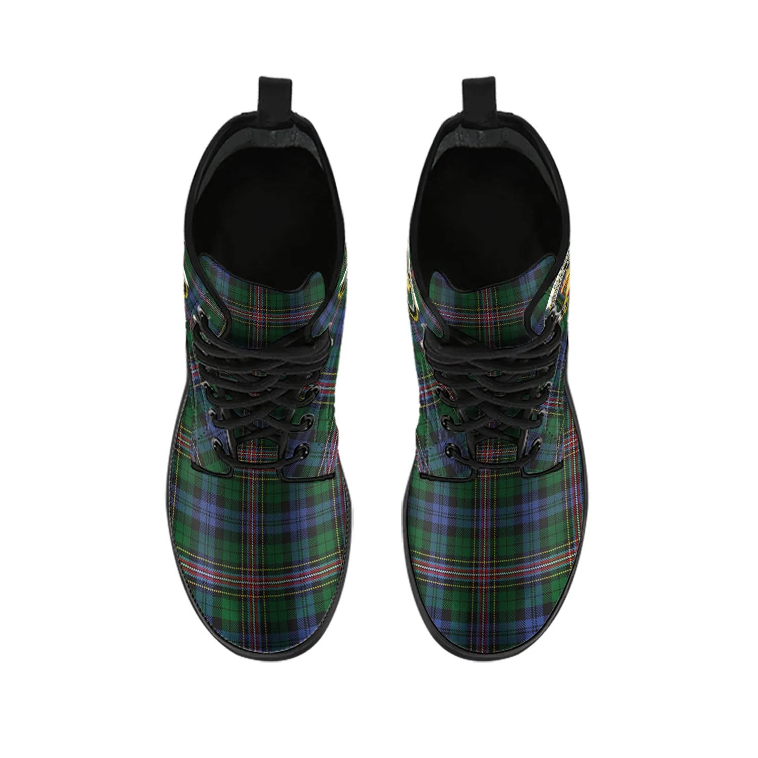 Allison Tartan Leather Boots with Family Crest