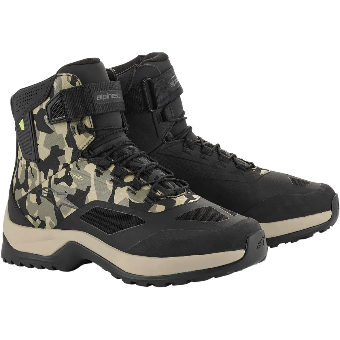 Alpinestars CR-6 Drystar Riding Shoes - Black/Gray Camo/Sand