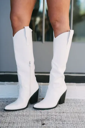 Amozae-Miles Western Boots- White