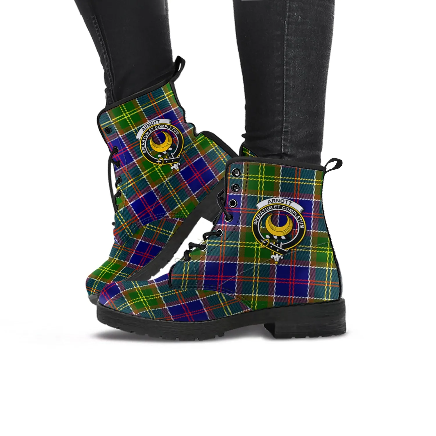 Arnott Tartan Leather Boots with Family Crest