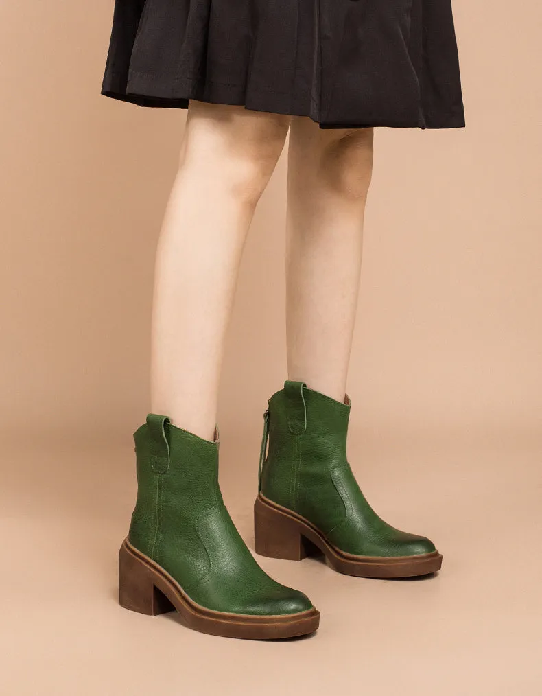 Back Zip Chunky Heel Chelsea Booties