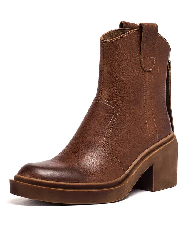 Back Zip Chunky Heel Chelsea Booties