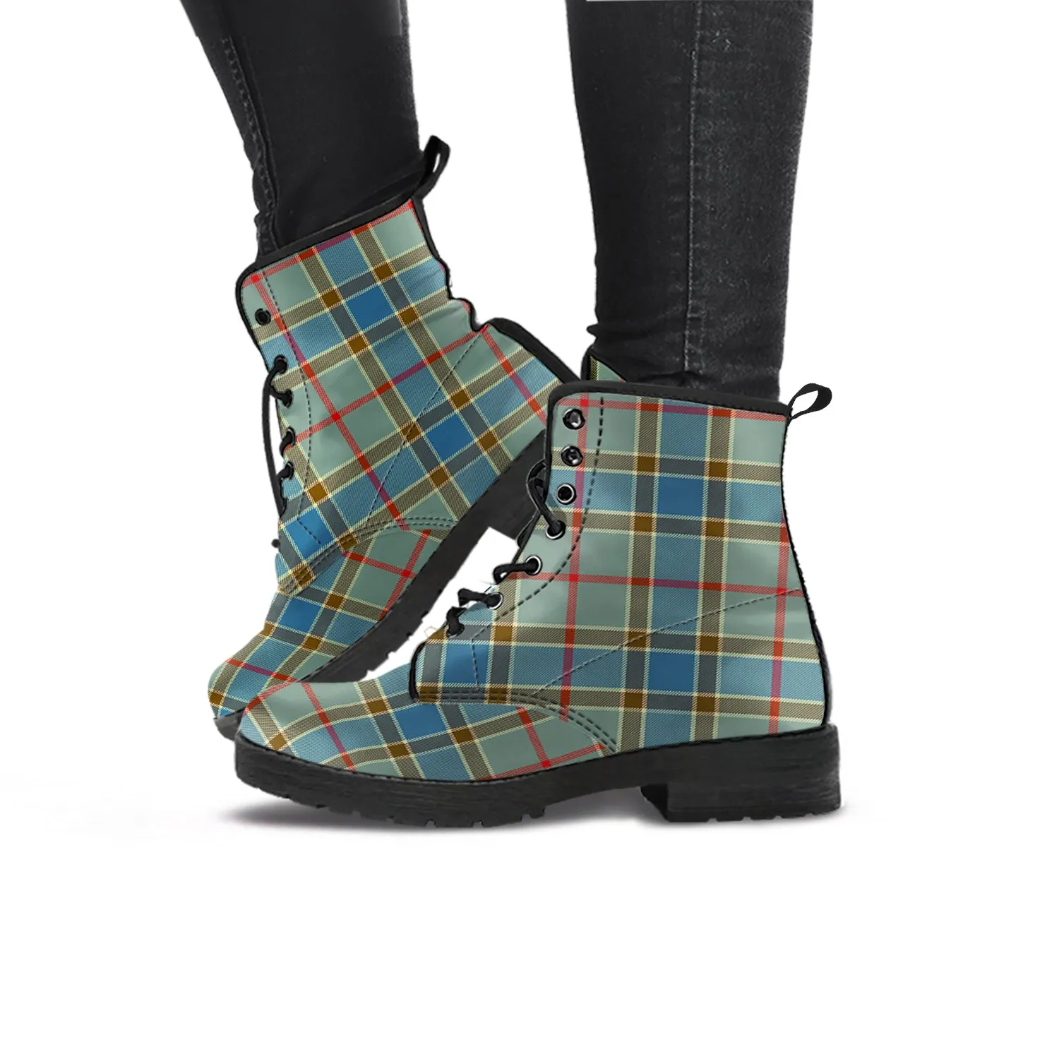 Balfour Blue Tartan Leather Boots