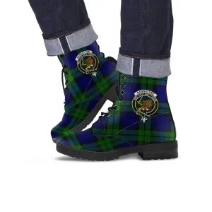 Bannatyne Tartan Leather Boots with Family Crest