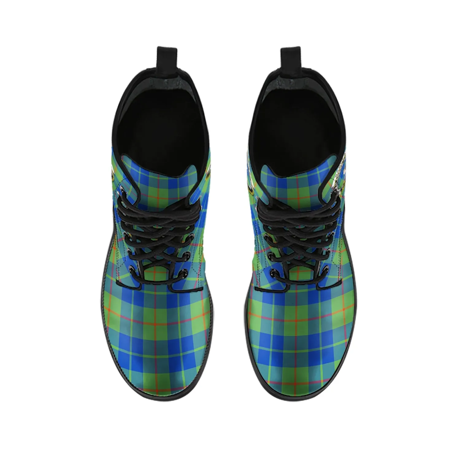 Barclay Hunting Ancient Tartan Leather Boots with Family Crest