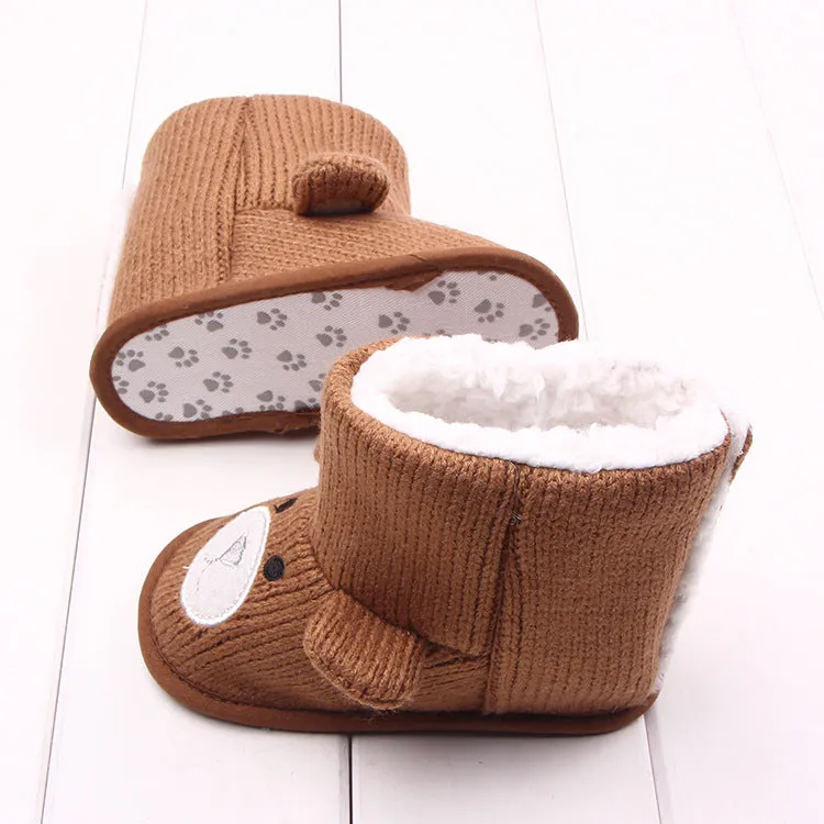 Bear knitted plush baby cotton boots walking shoes