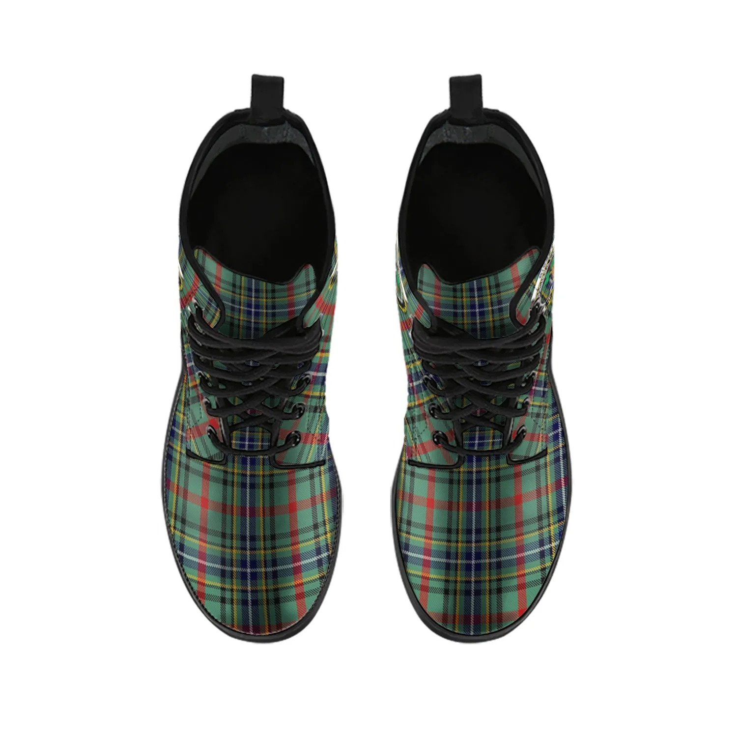 Bisset Tartan Leather Boots with Family Crest