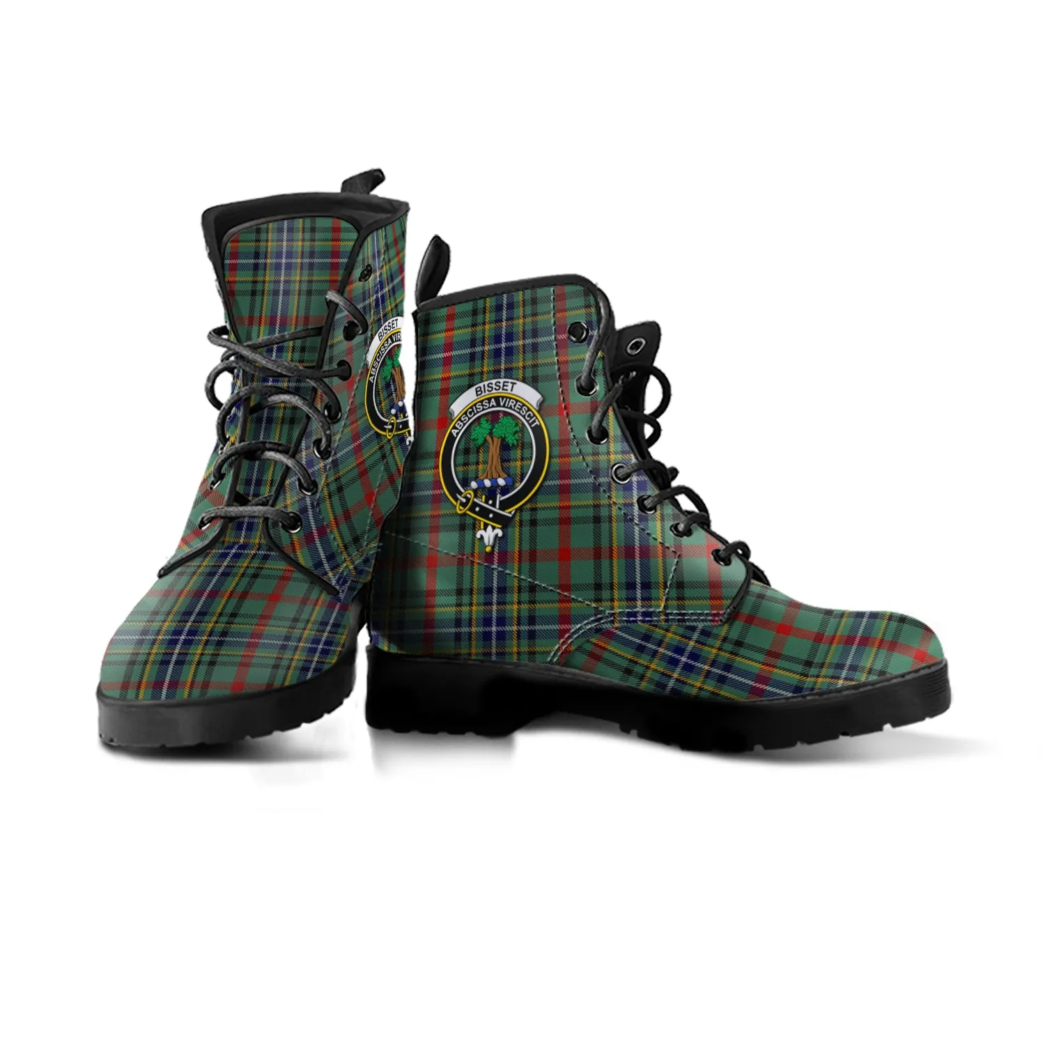 Bisset Tartan Leather Boots with Family Crest