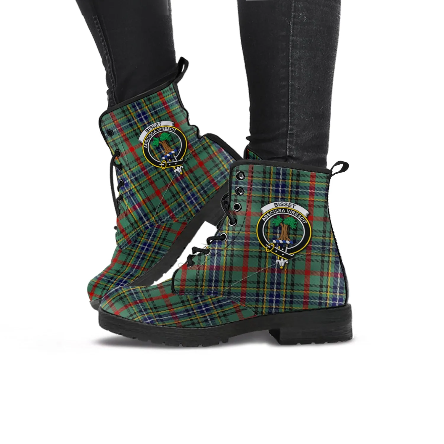 Bisset Tartan Leather Boots with Family Crest