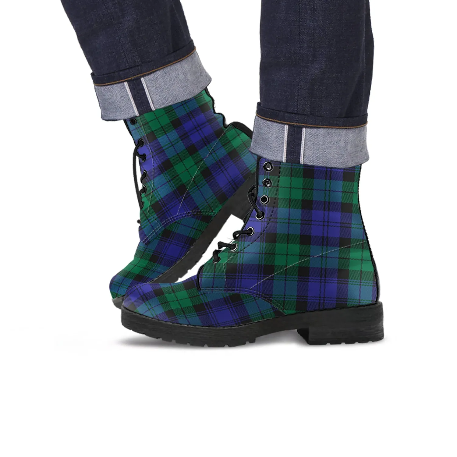 Black Watch Modern Tartan Leather Boots