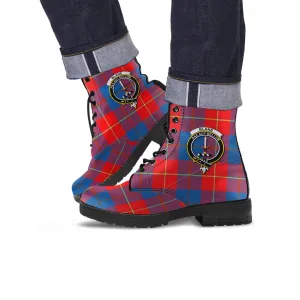 Blane Tartan Leather Boots with Family Crest