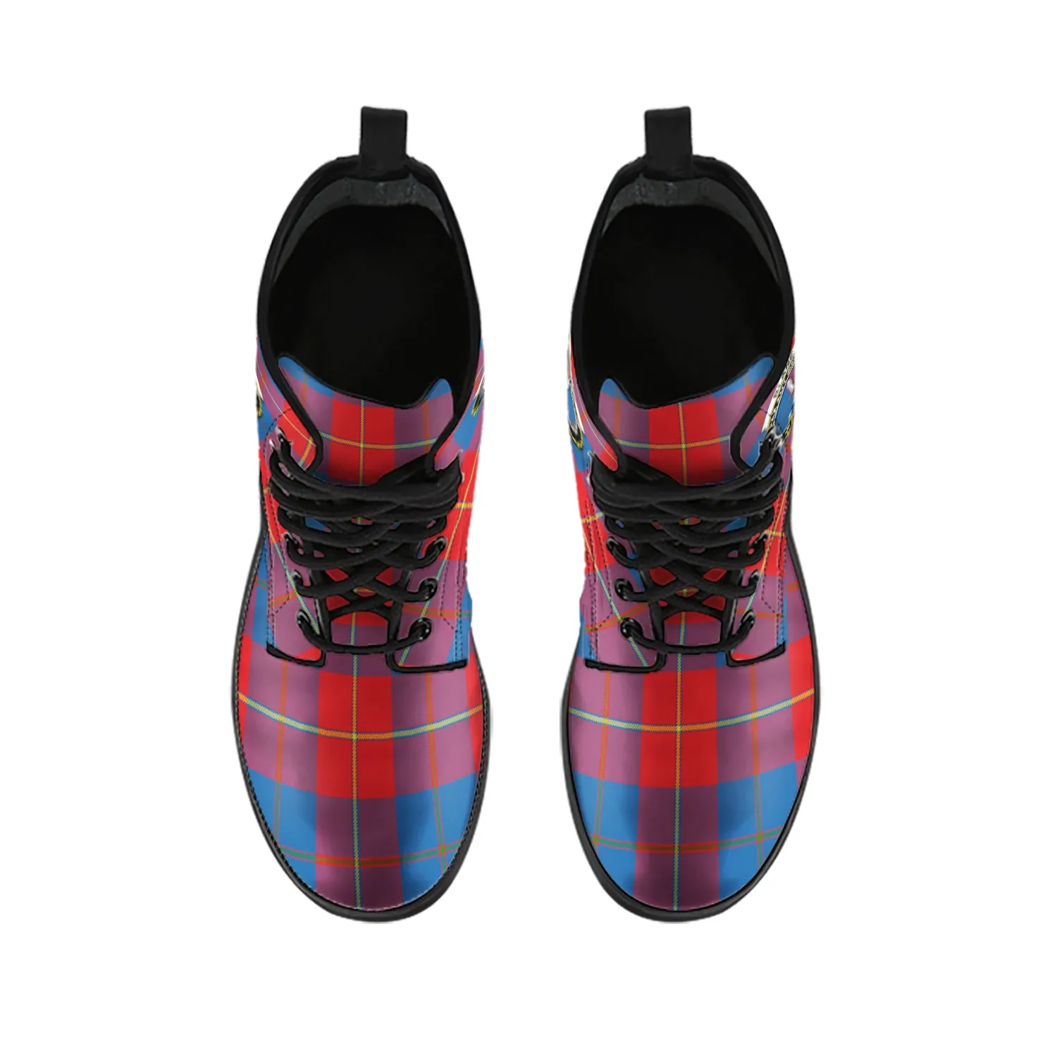 Blane Tartan Leather Boots with Family Crest