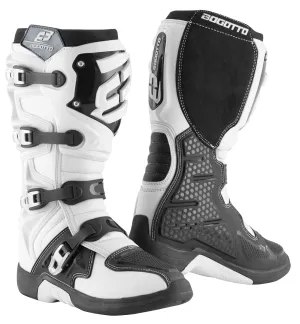 Bogotto MX-6 Motocross Boot with Shin Guard, White/Black