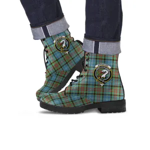 Brisbane Tartan Leather Boots with Family Crest