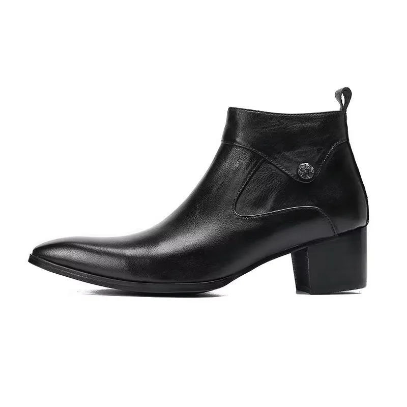 Chic Leather Square Toe Dress Boots