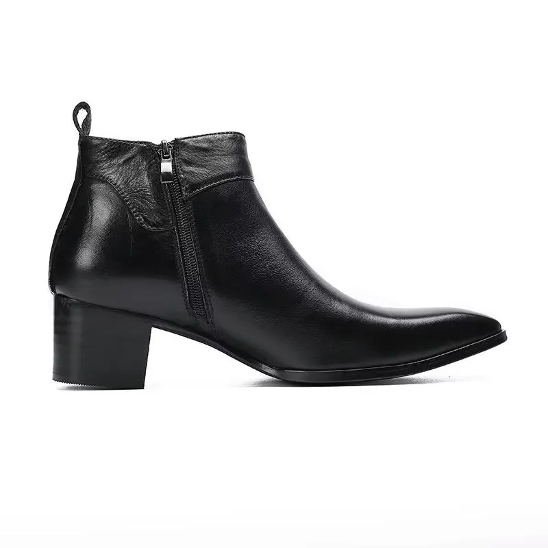 Chic Leather Square Toe Dress Boots