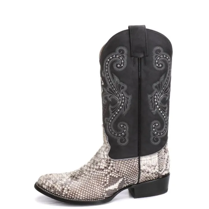 CIRCLE G MEN'S NATURAL PYTHON EMBROIDERY WESTERN BOOT - L5685