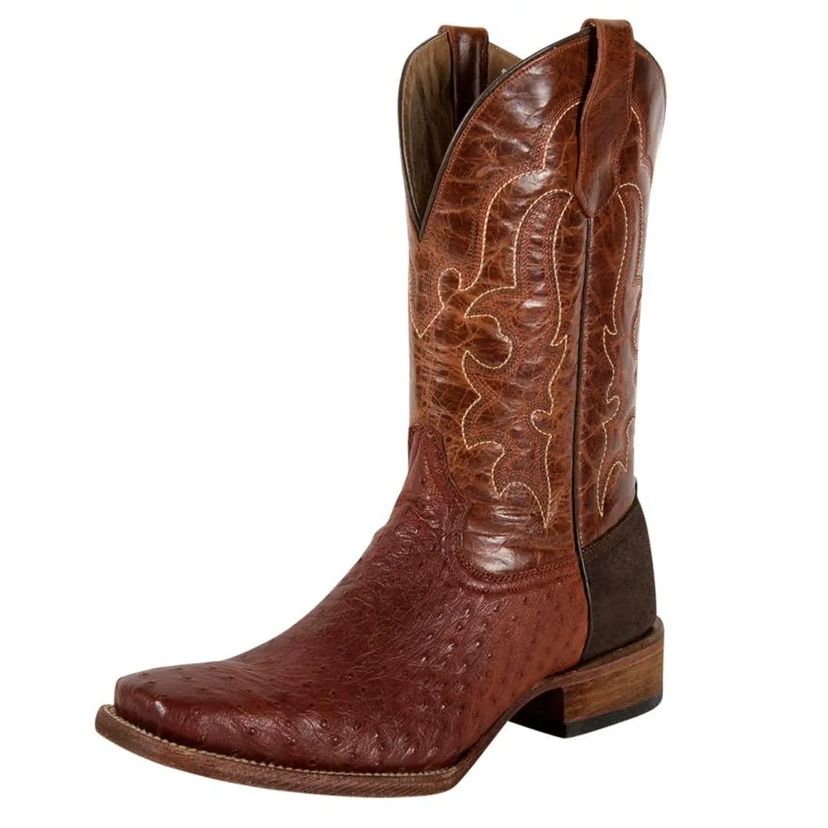 Corral Men's Ostrich Neck Full Quill Square Toe Brown Cowboy Boots, 8.5