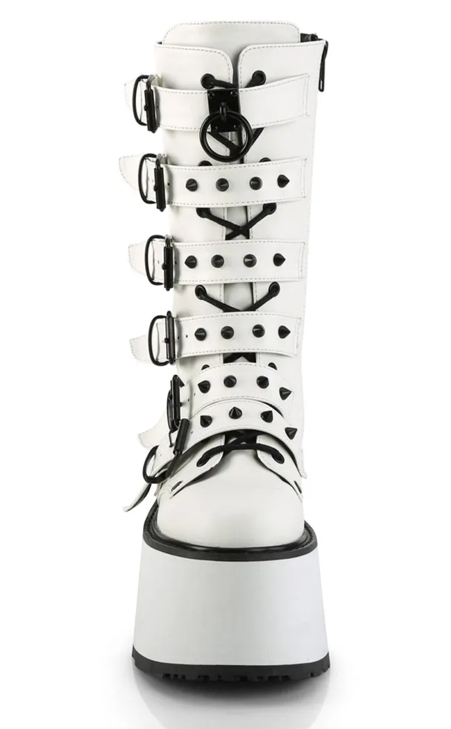 DAMNED-225 White Vegan Leather Boots (Au Stock)