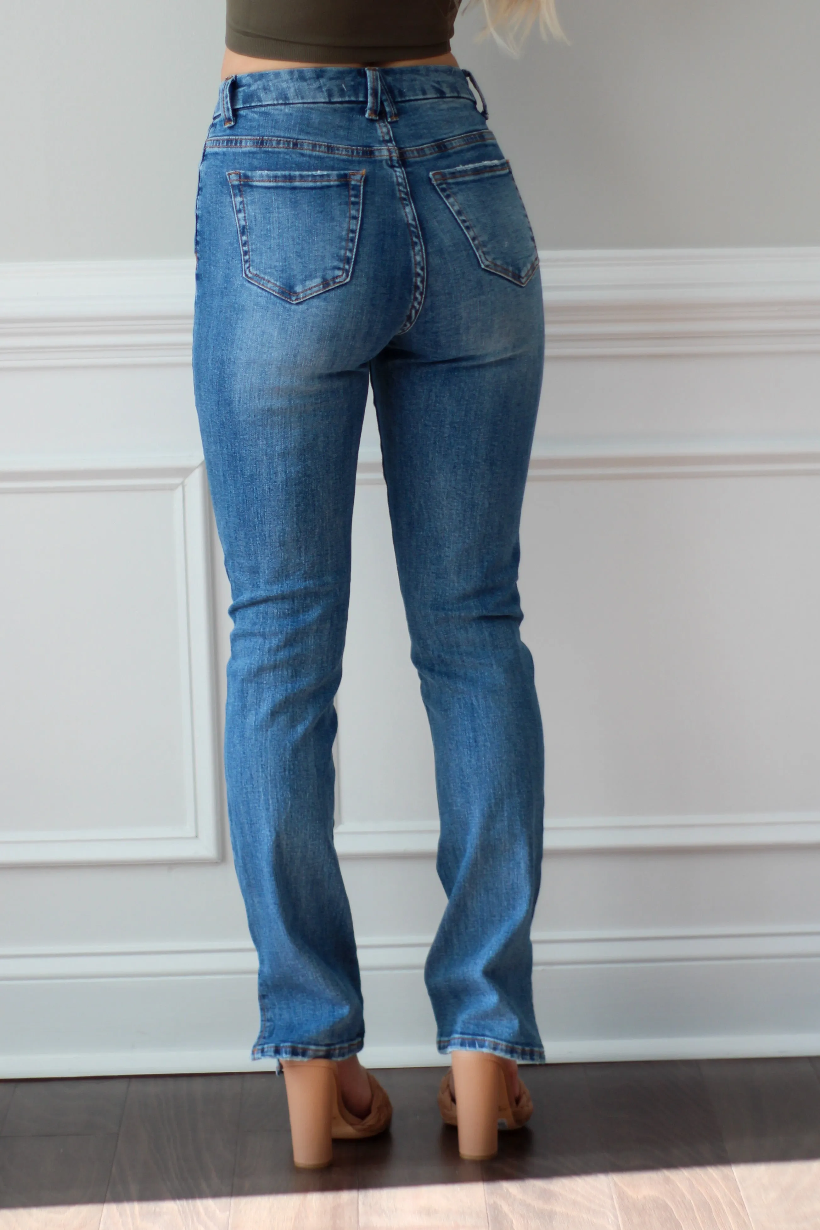 Distressed Slit Ankle Denim