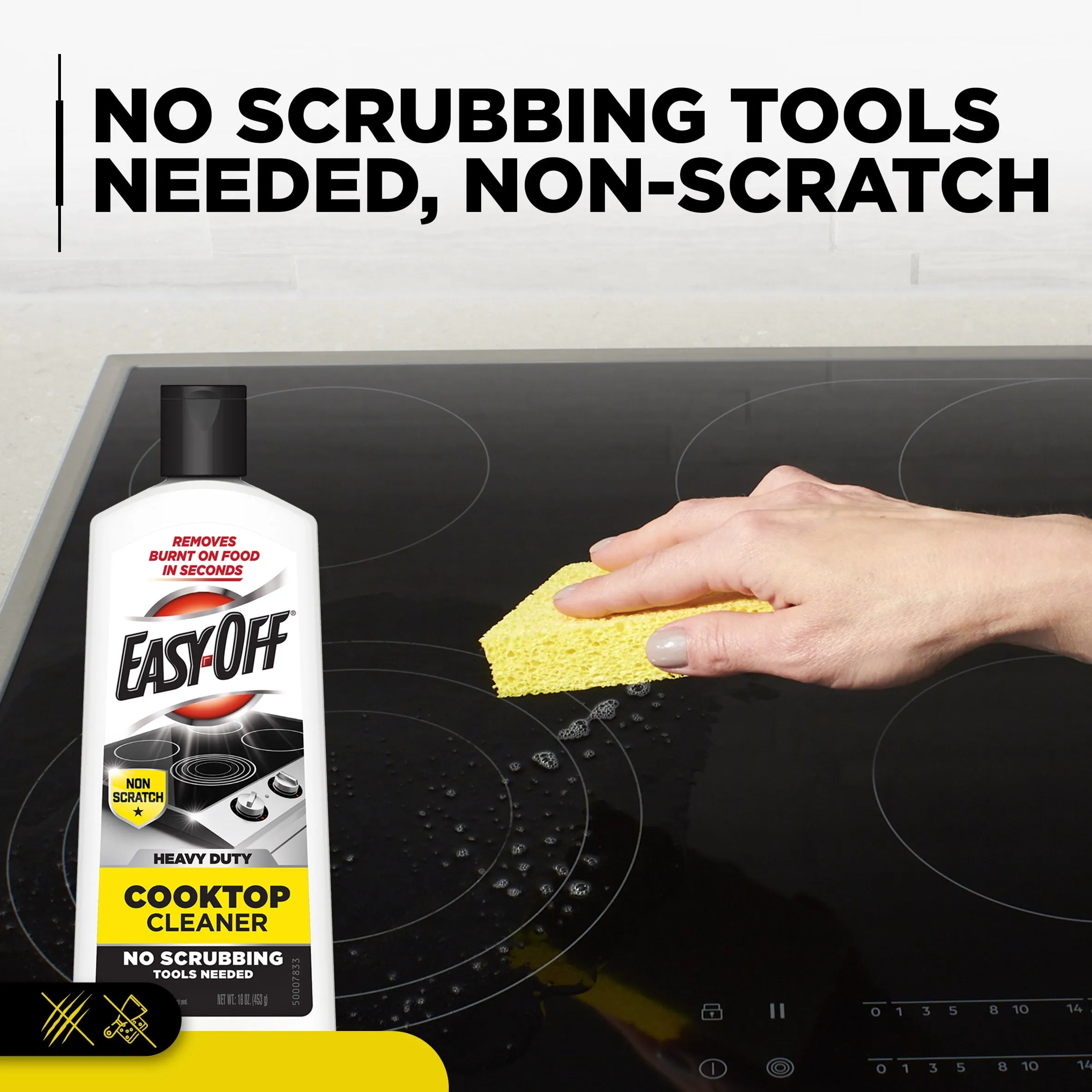 Easy Off Heavy Duty Cooktop Cleaner, Removes Burnt on Food in Seconds, Non-Scratch, No Scrubbing Tools Needed, 16 Oz