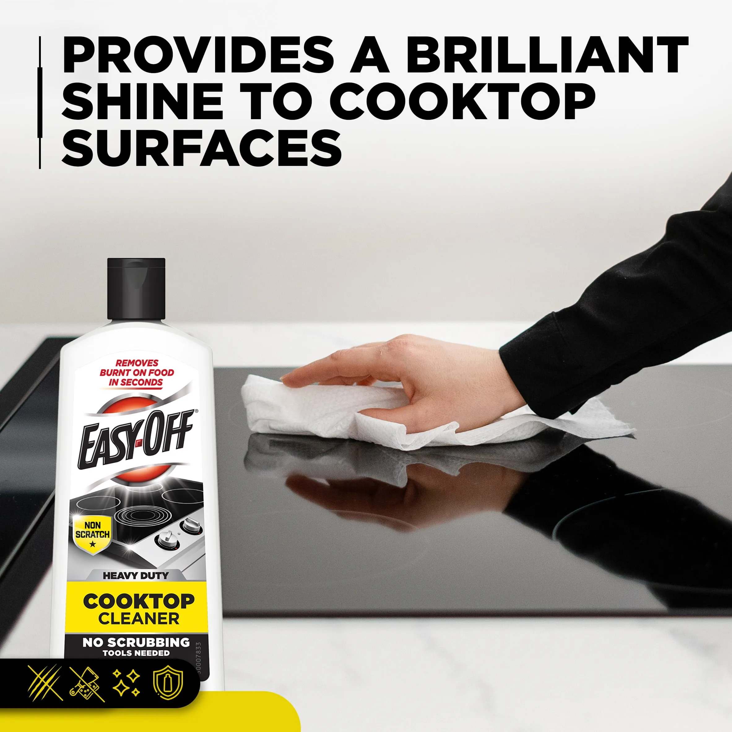 Easy Off Heavy Duty Cooktop Cleaner, Removes Burnt on Food in Seconds, Non-Scratch, No Scrubbing Tools Needed, 16 Oz