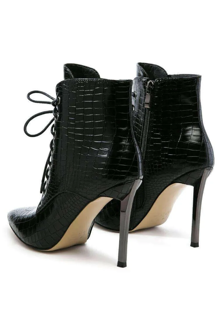 escala croc lace-up stiletto boots