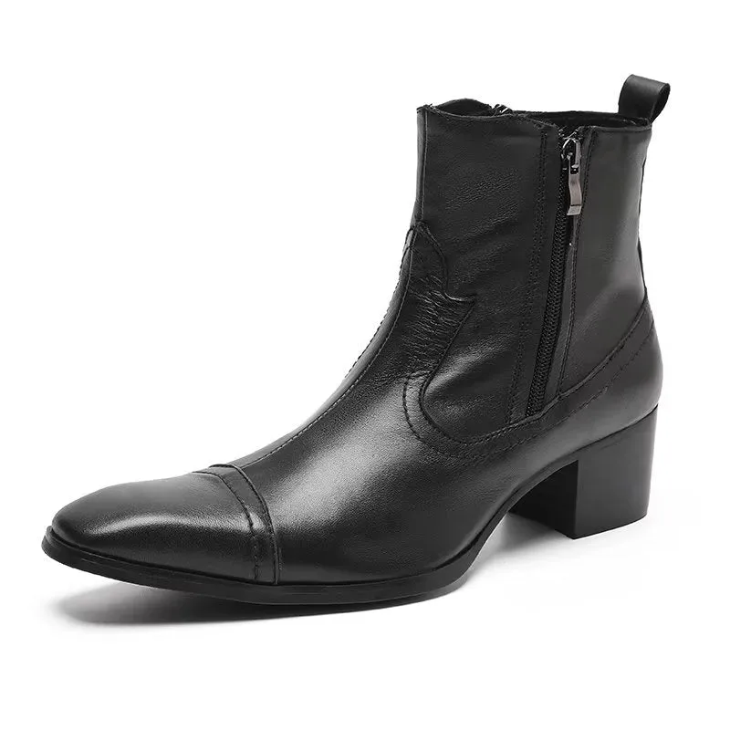 Exotic Leather Statement Dress Boots