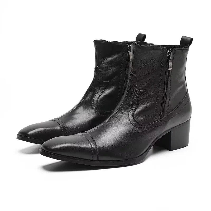 Exotic Leather Statement Dress Boots