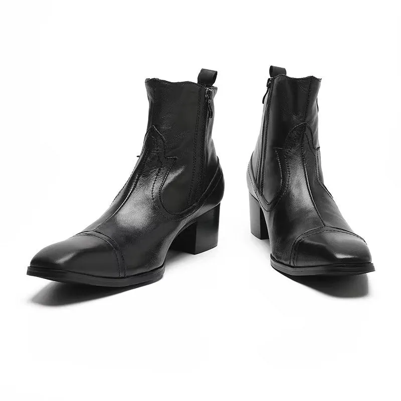 Exotic Leather Statement Dress Boots