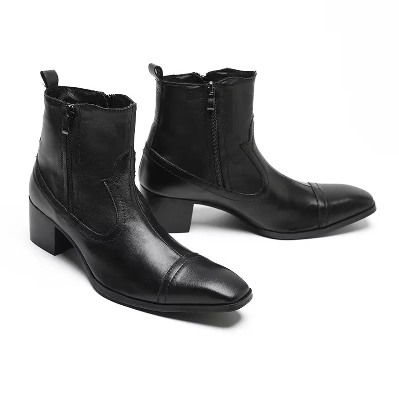 Exotic Leather Statement Dress Boots