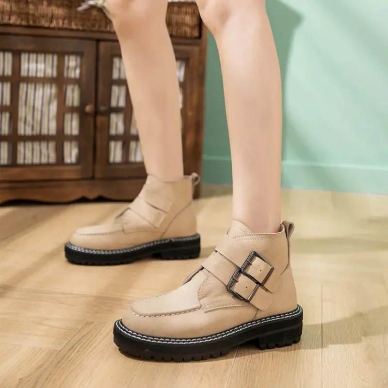 Fashionable Buckle Strap Ankle High Boots for Women