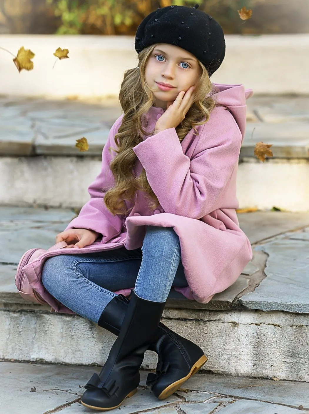 Girls Black Bow Front Boots  By Liv and Mia