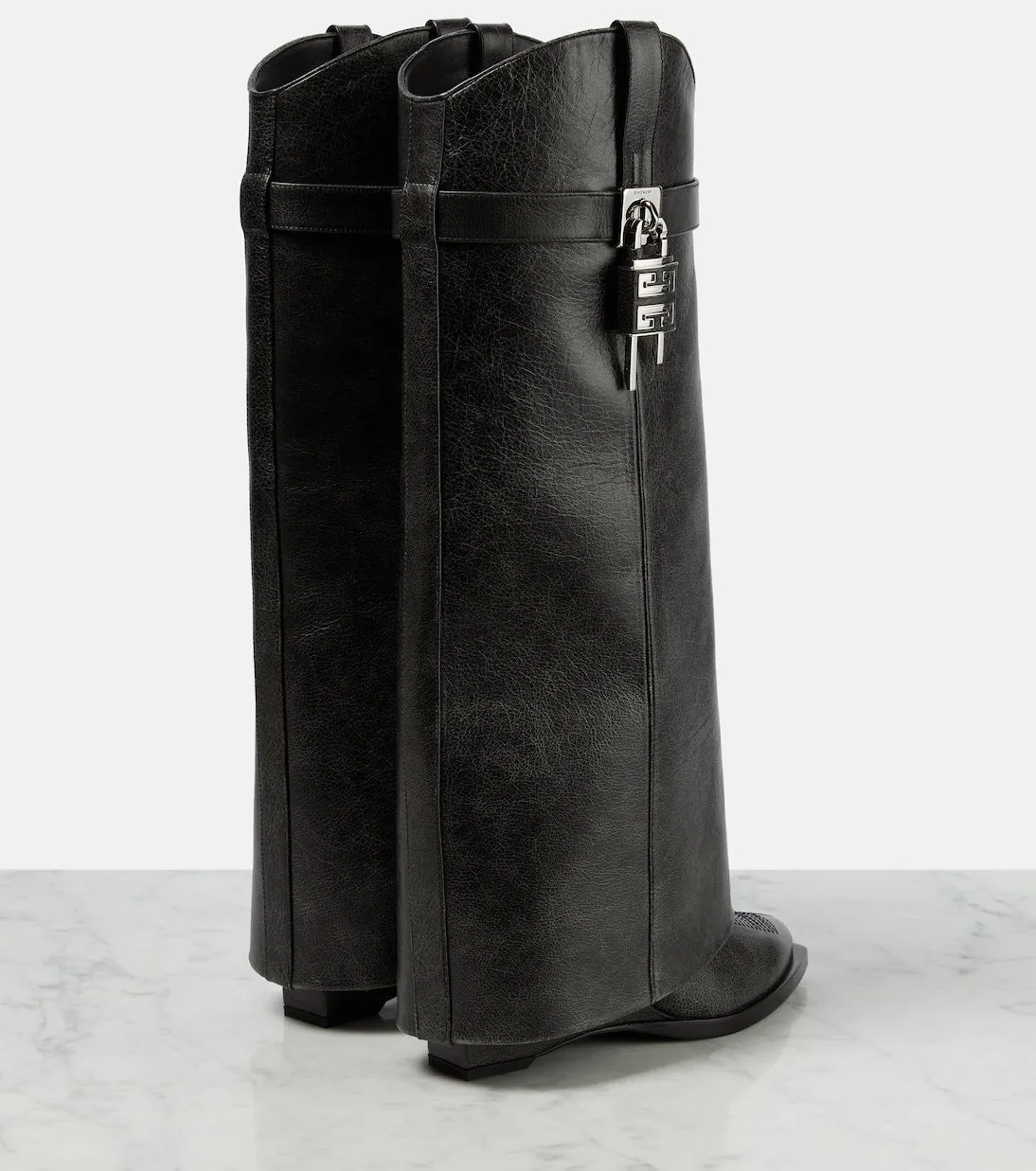 Givenchy leather cowboy boots with shark lock, black