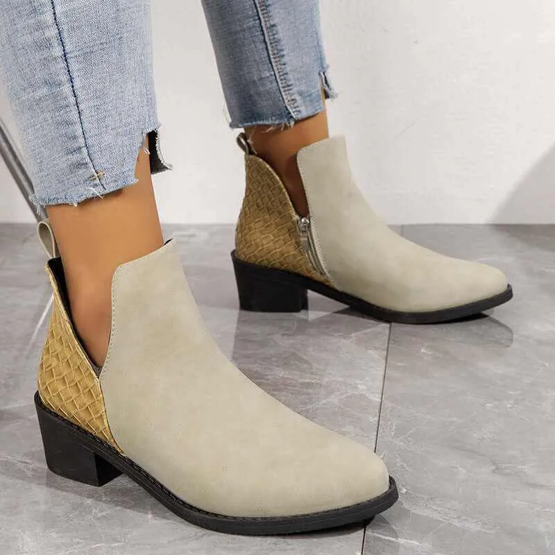 Glow Chic's Fashion V-Cut Side Zipper Ankle Boots