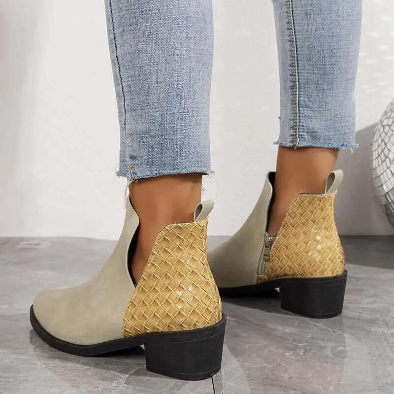 Glow Chic's Fashion V-Cut Side Zipper Ankle Boots