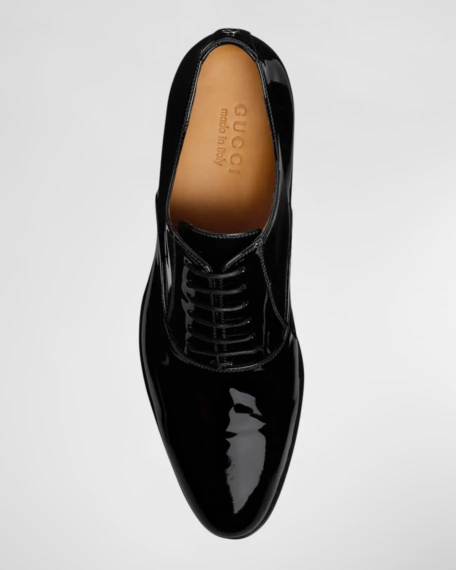 Gucci Men's Worsh Patent Leather Oxford Shoes