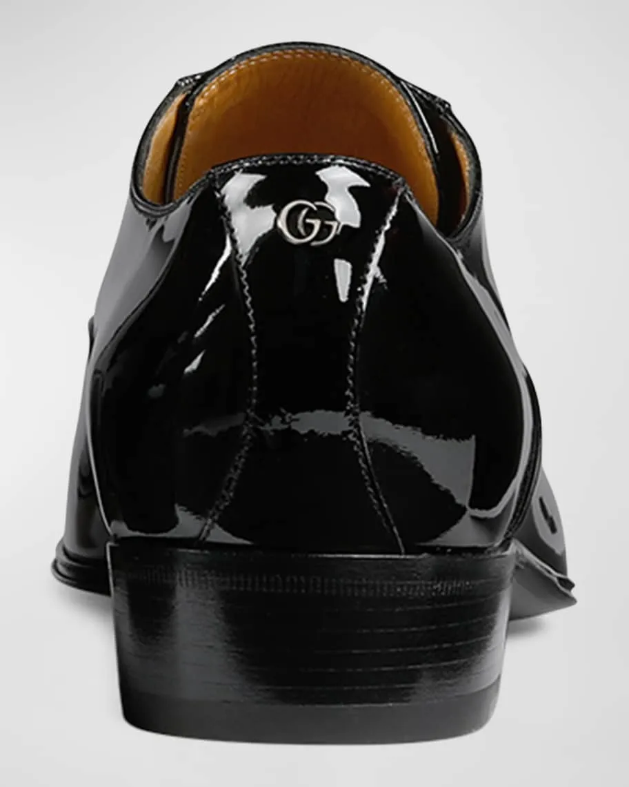 Gucci Men's Worsh Patent Leather Oxford Shoes