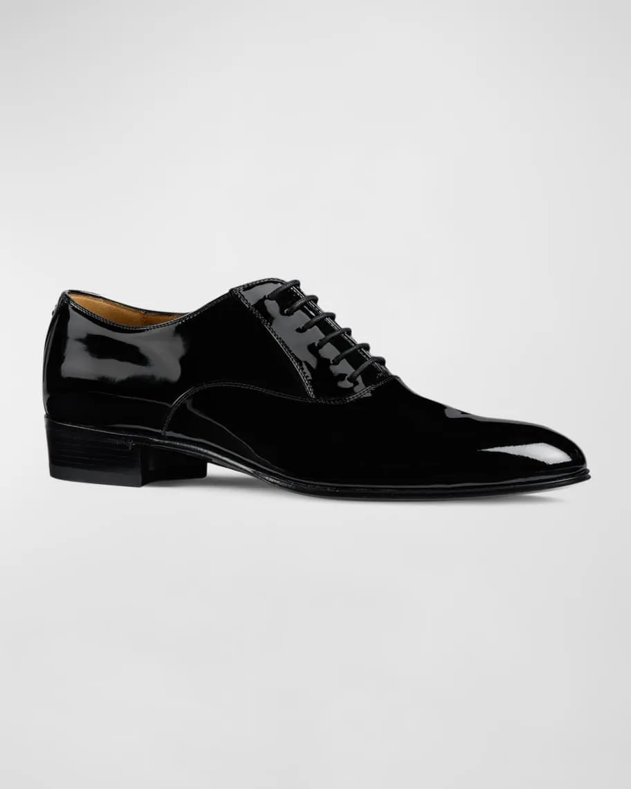 Gucci Men's Worsh Patent Leather Oxford Shoes