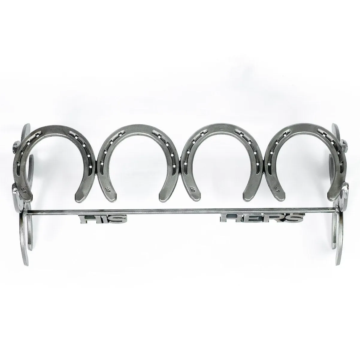 Handmade His and Hers Horseshoe Boot Rack - 2 pairs - The Heritage Forge