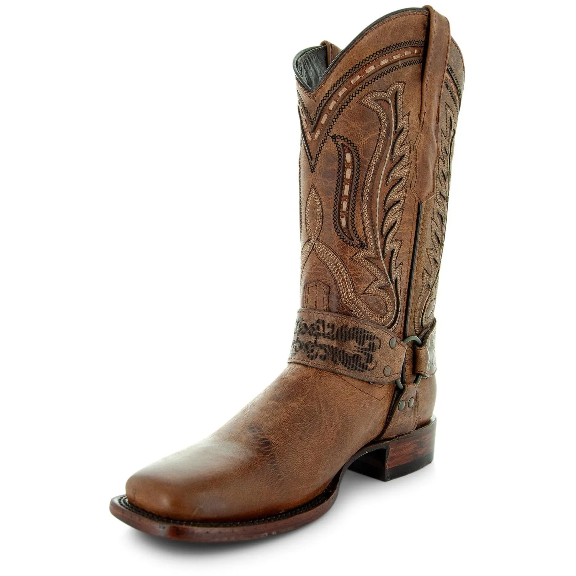 Harness Cowgirl Boots | Tan Leather Cowgirl Boots (M50038)