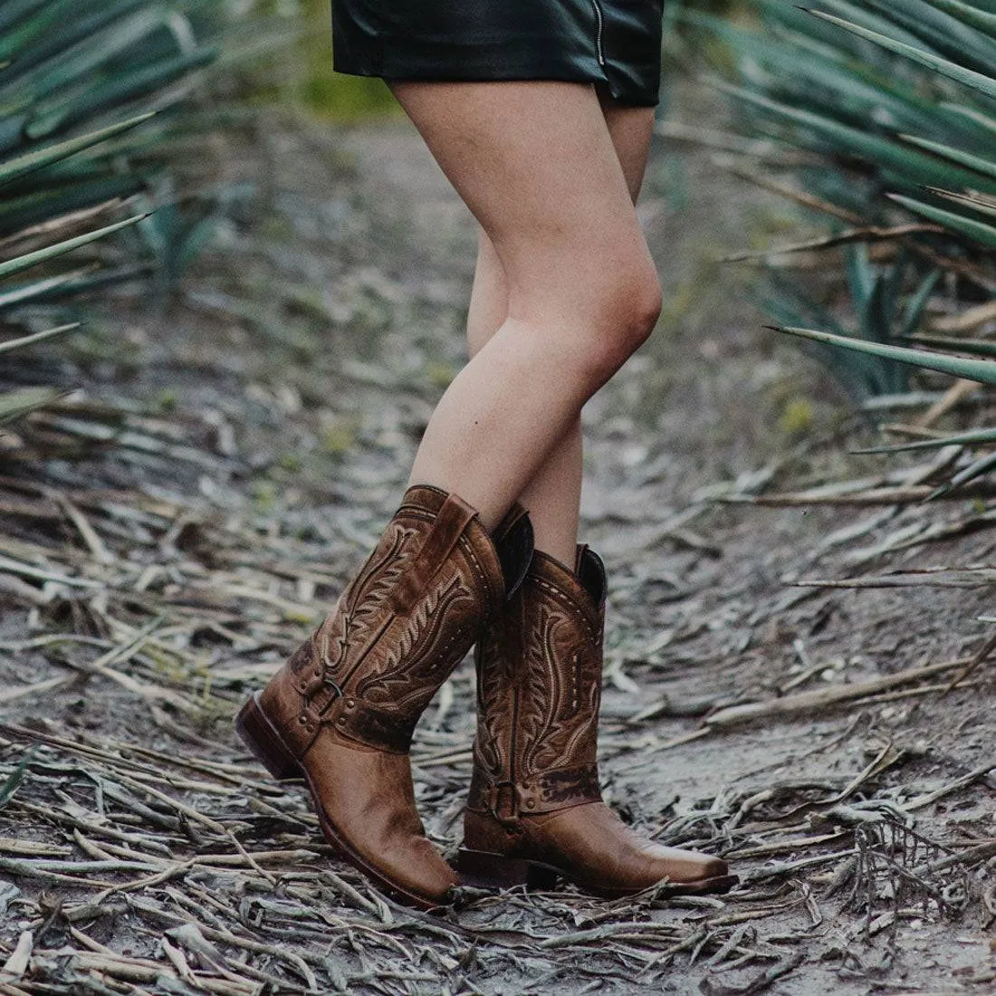 Harness Cowgirl Boots | Tan Leather Cowgirl Boots (M50038)