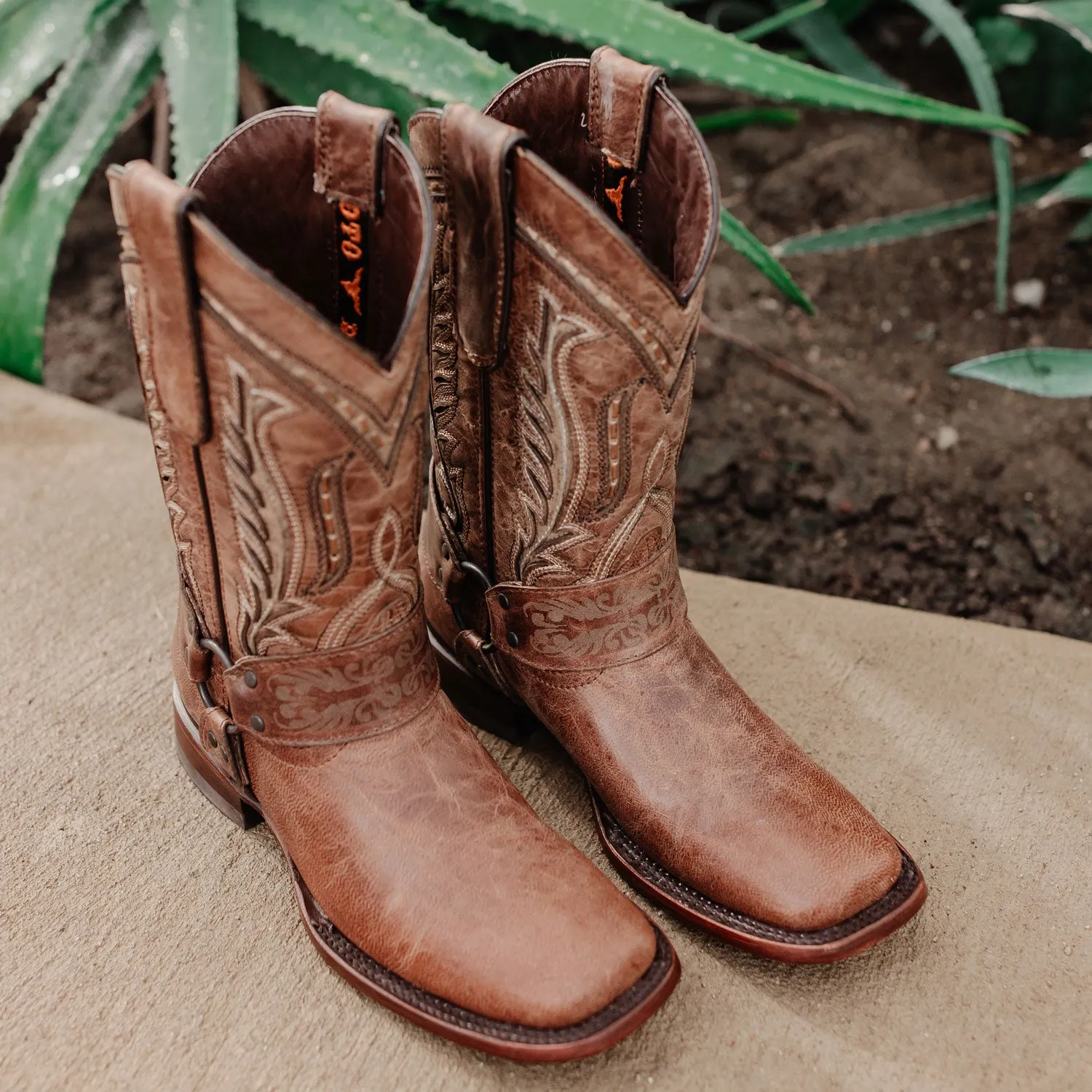 Harness Cowgirl Boots | Tan Leather Cowgirl Boots (M50038)