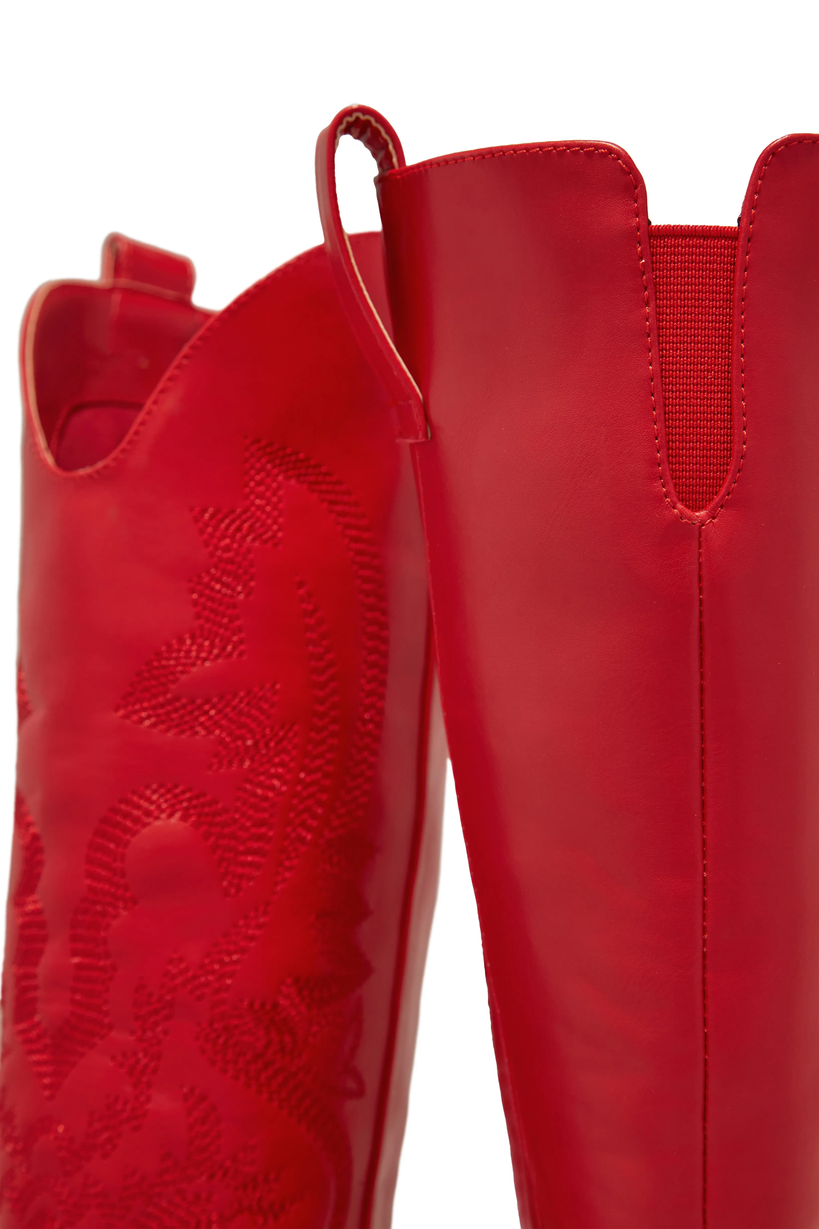 Jamille Block Heel Cowgirl Boots - Red