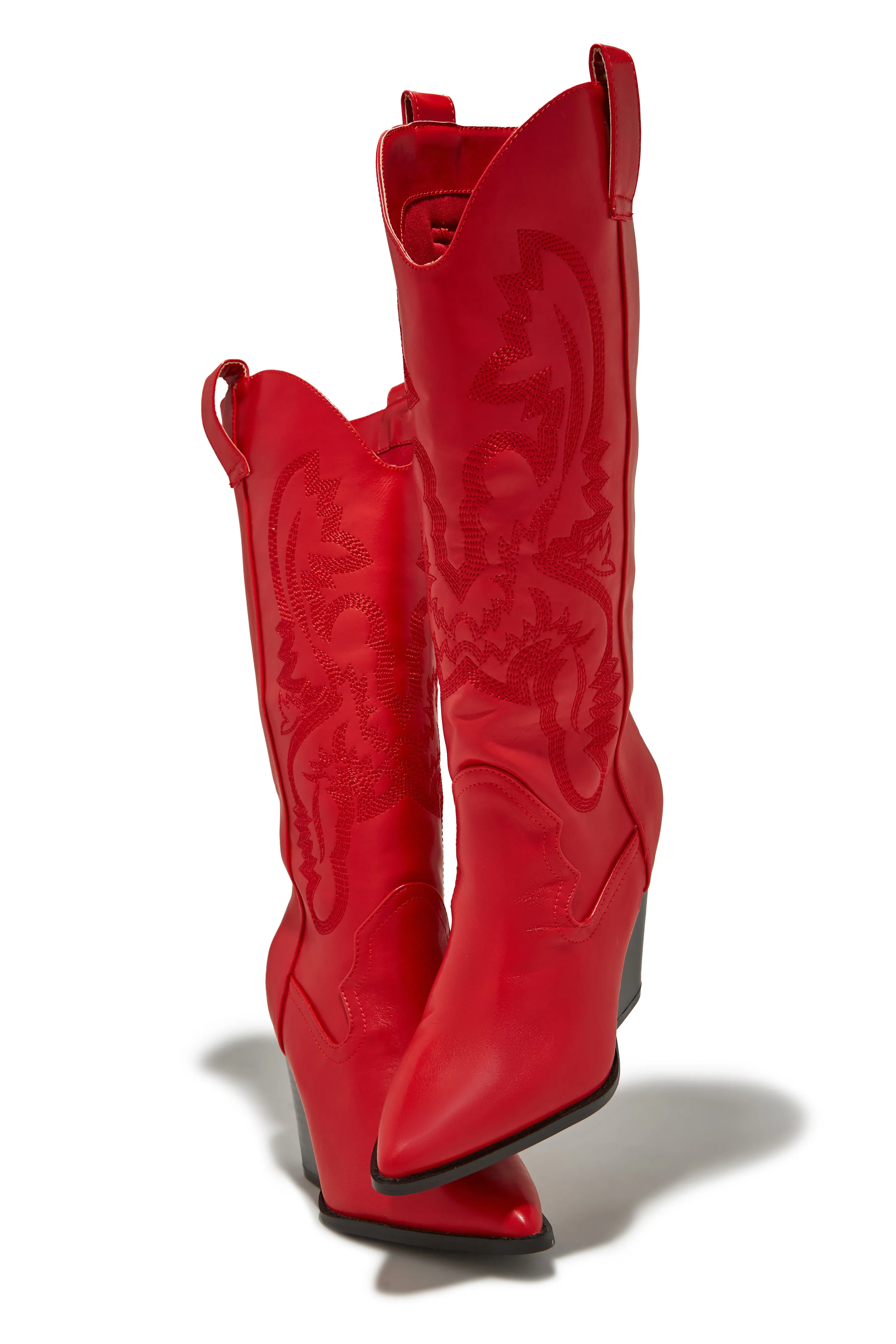 Jamille Block Heel Cowgirl Boots - Red