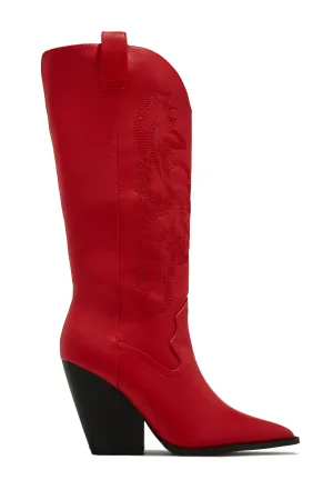 Jamille Block Heel Cowgirl Boots - Red